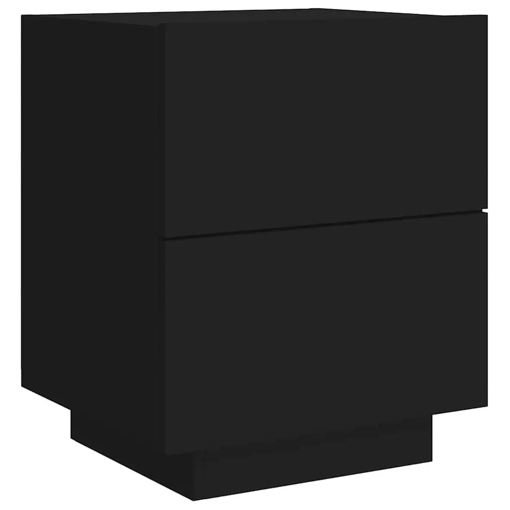 Black Bedside Cabinet with LED Lights