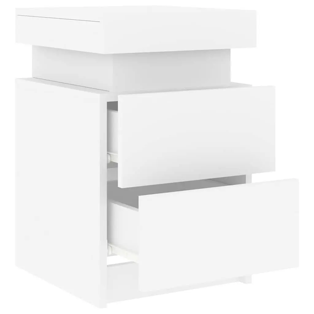 Bedside Cabinet Modern Storage 35x39x55cm White with RGB LED Lights