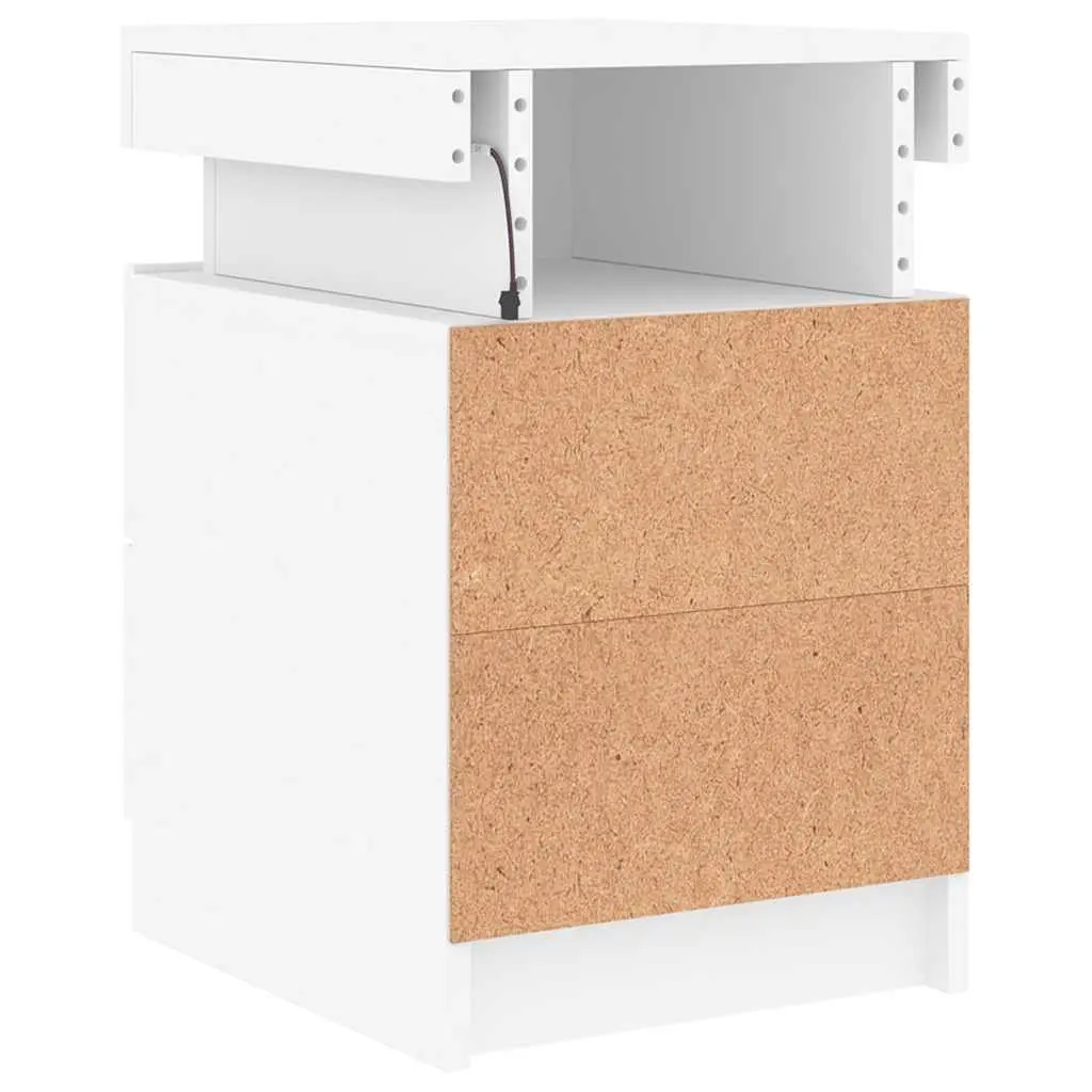 Bedside Cabinet Modern Storage 35x39x55cm White with RGB LED Lights
