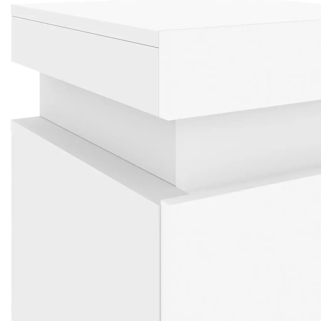 Bedside Table with RGB LED Lights 35x39x55cm Modern Storage Cabinet White 2pcs