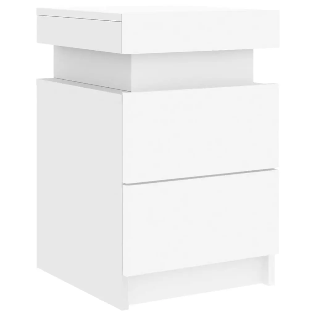 Bedside Table with RGB LED Lights 35x39x55cm Modern Storage Cabinet White 2pcs