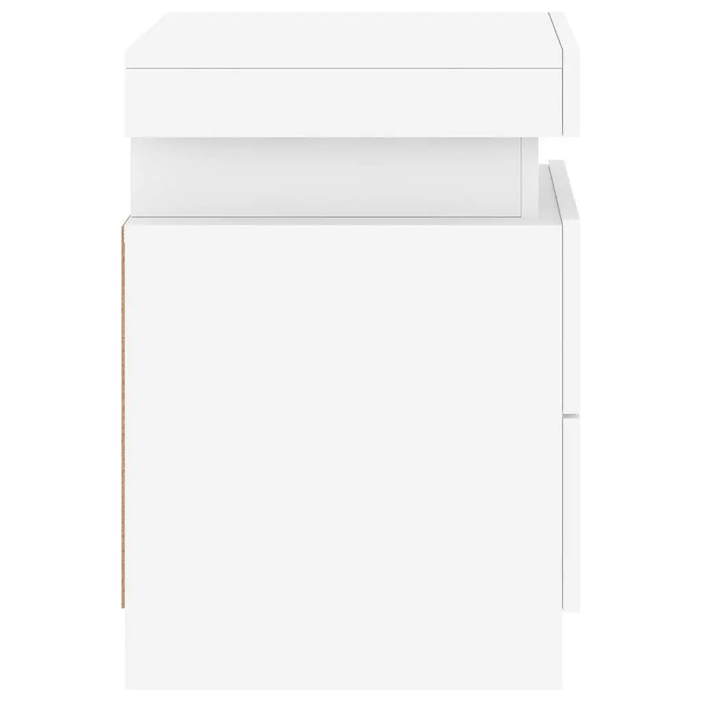 Bedside Table with RGB LED Lights 35x39x55cm Modern Storage Cabinet White 2pcs