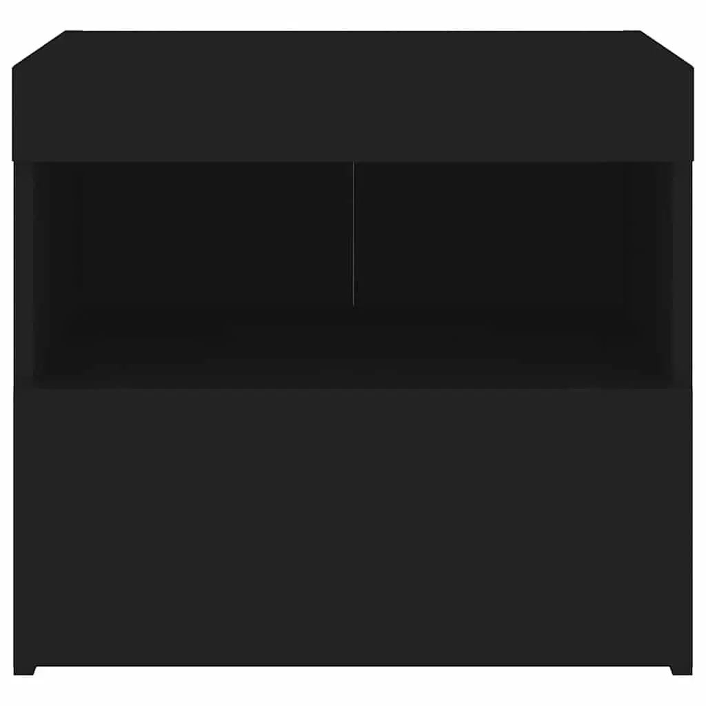 Bedside Cabinet with RGB LED Lights Black Modern Bedroom Side Table Storage