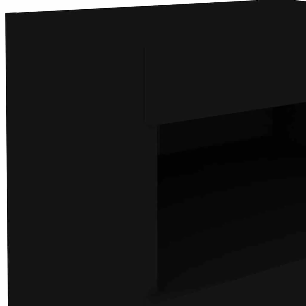 Bedside Cabinet with RGB LED Lights Black Modern Bedroom Side Table Storage
