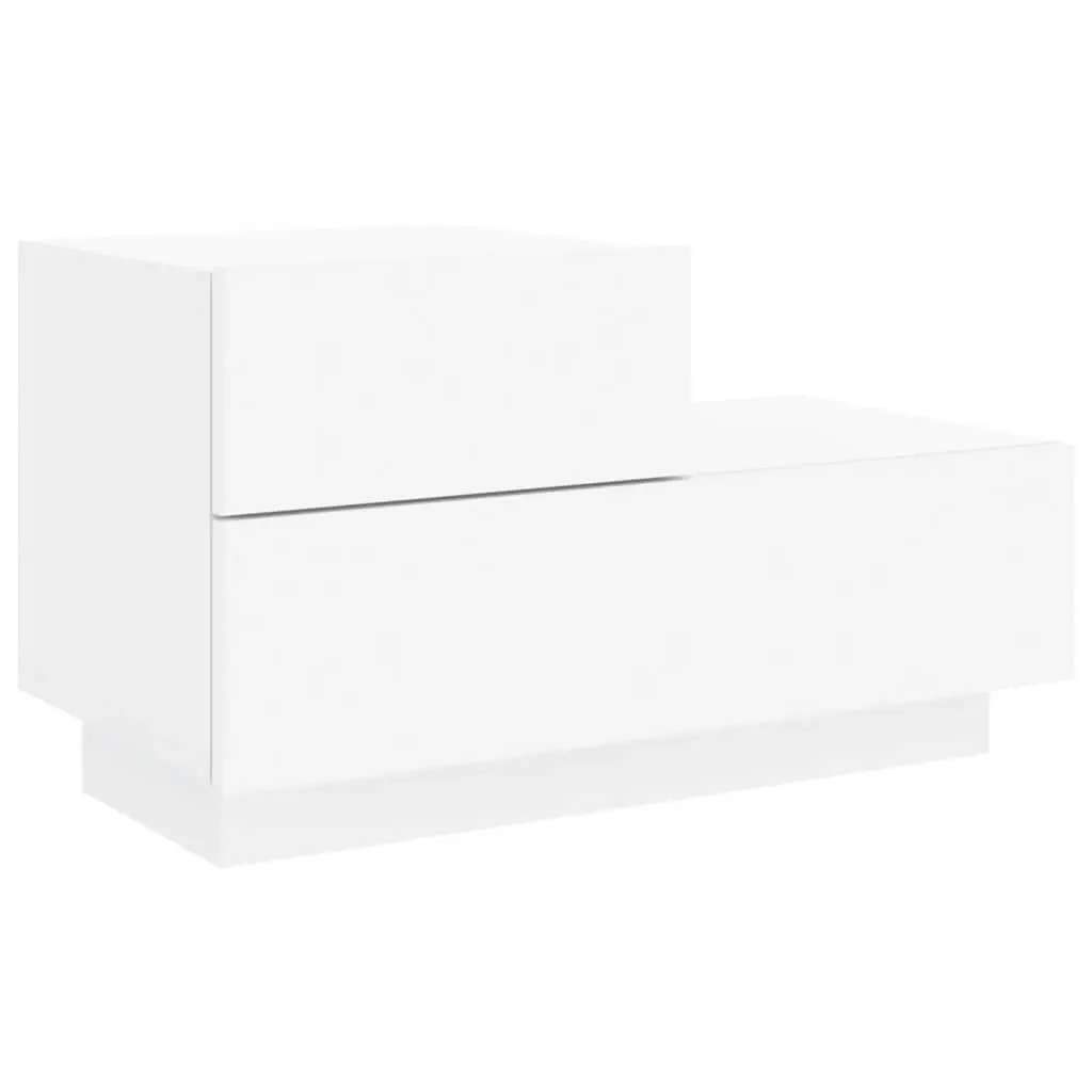 Bedside Cabinet with RGB LED Lights Storage Table White 70x36x40.5cm