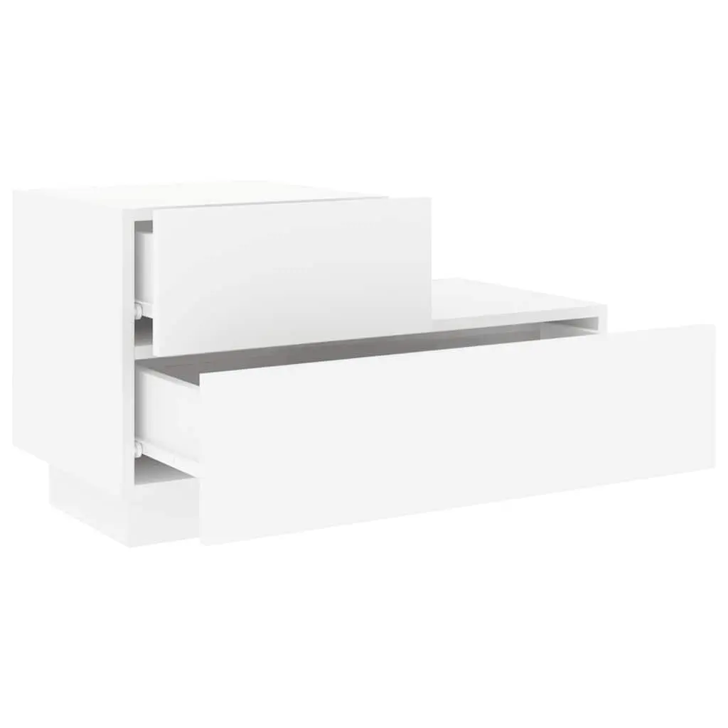 Bedside Cabinet with RGB LED Lights Storage Table White 70x36x40.5cm