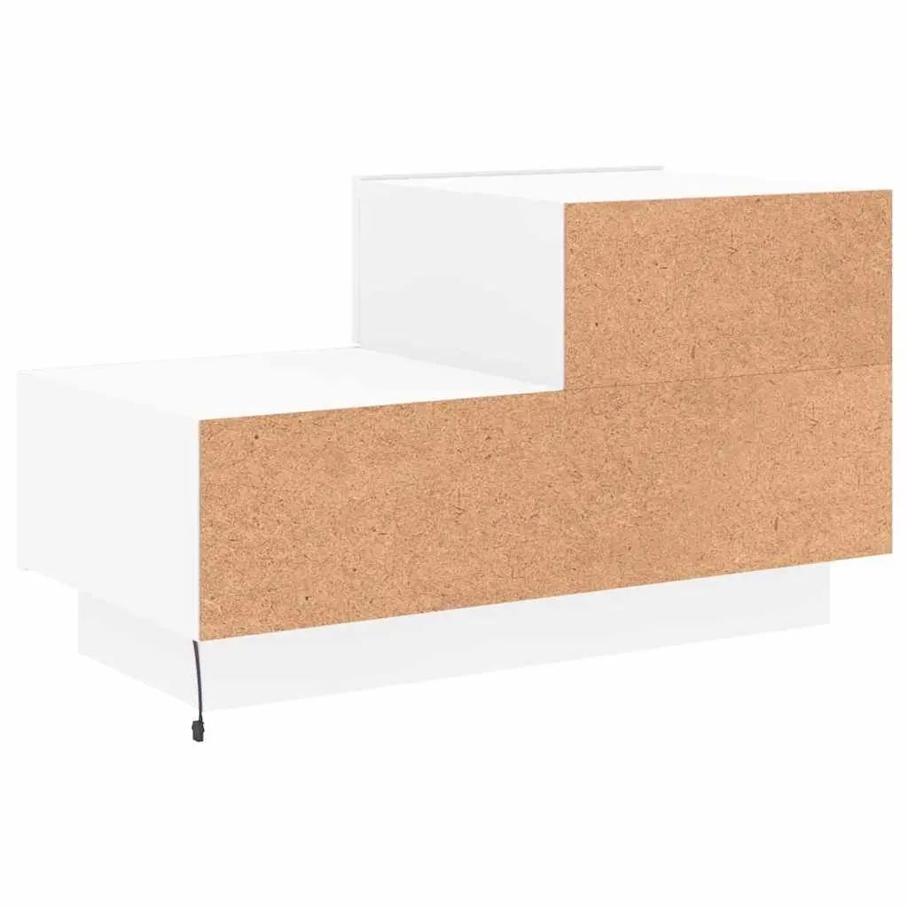Bedside Cabinet with RGB LED Lights Storage Table White 70x36x40.5cm