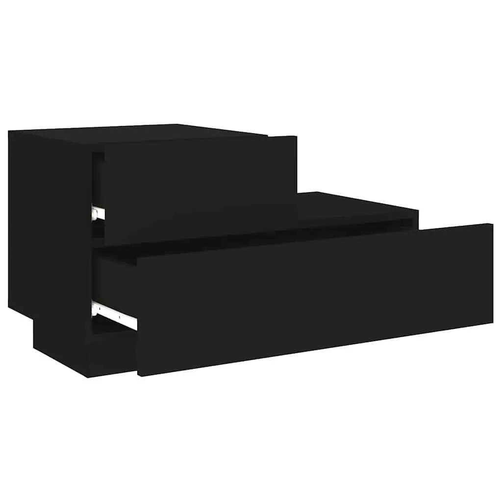 Bedside Cabinet with RGB LED Lights Black Storage Table Nightstand 70x36x40.5cm