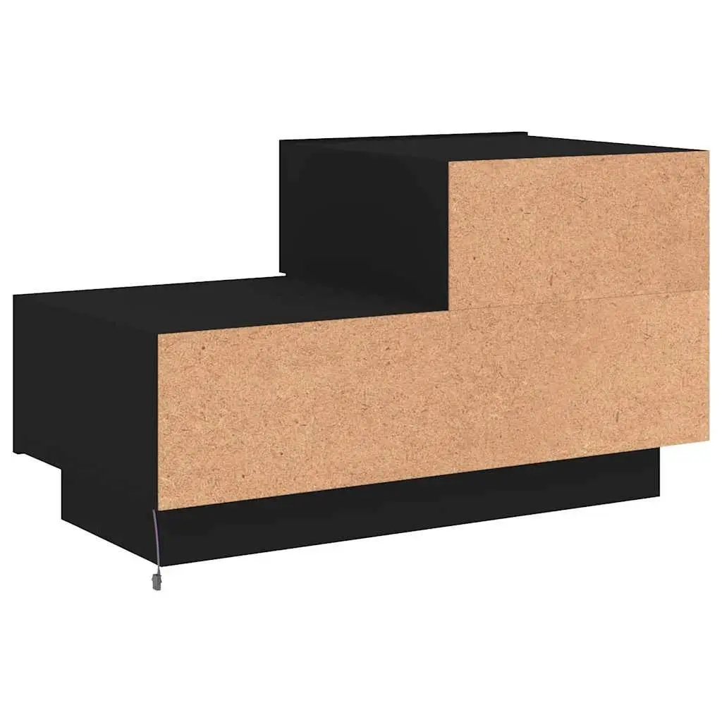 Bedside Cabinet with RGB LED Lights Black Storage Table Nightstand 70x36x40.5cm