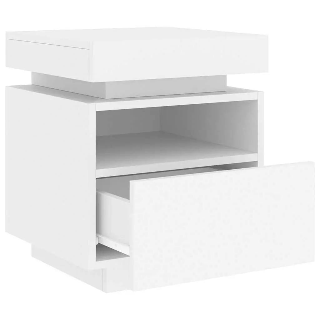 Bedside Cabinets with RGB LED Lights 2 Pieces White Storage Tables