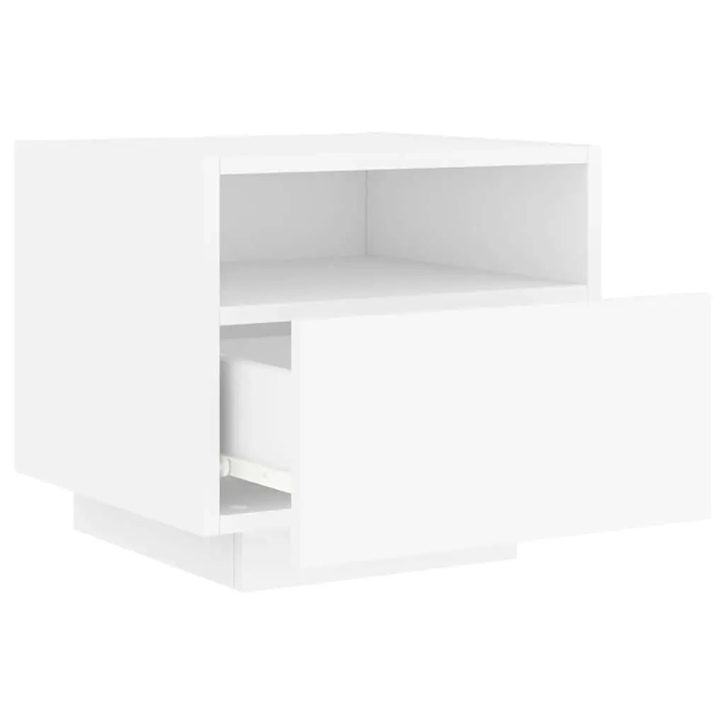 Bedside Table with RGB LED Lights Storage Cabinet White 40x39x37 cm Set of 2