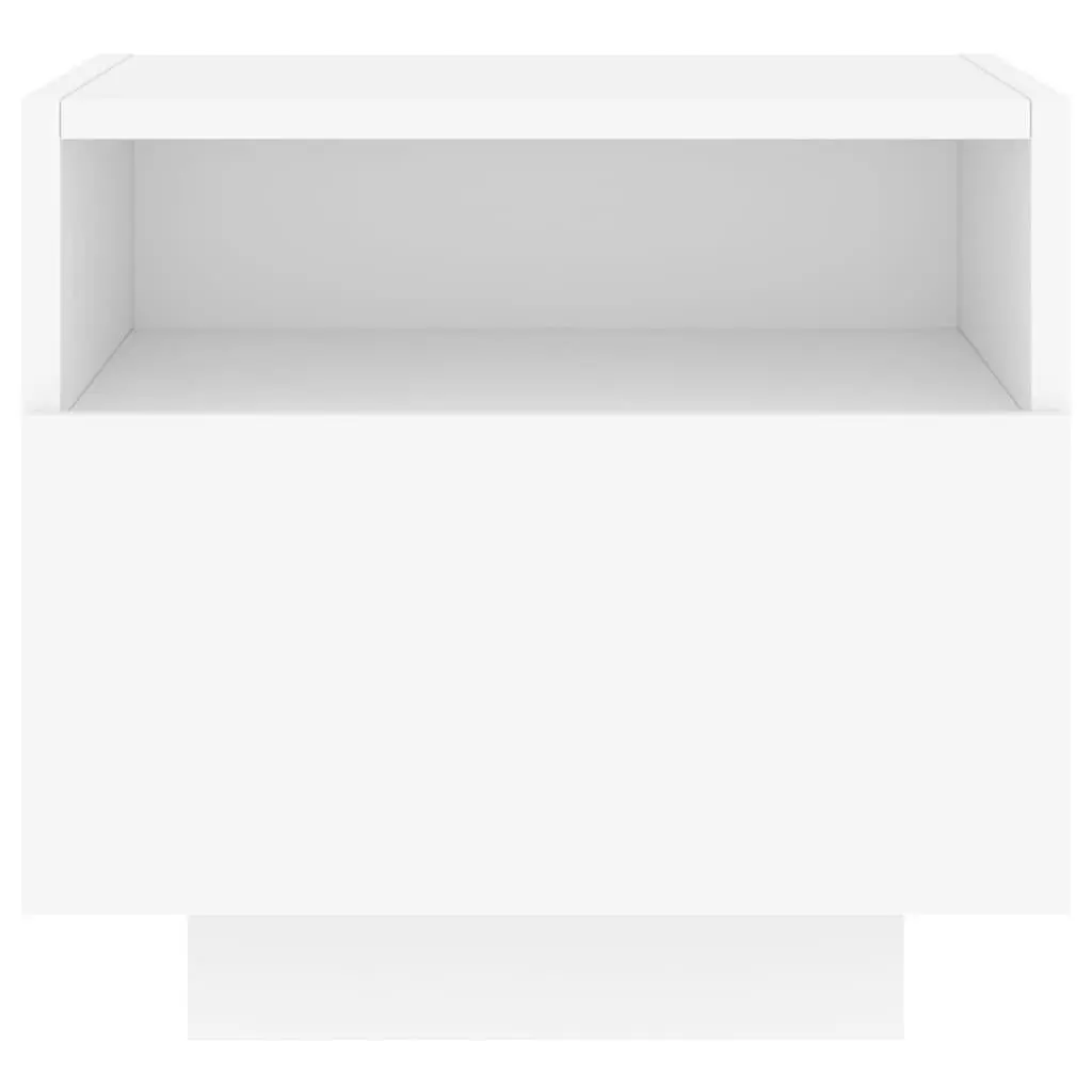 Bedside Table with RGB LED Lights Storage Cabinet White 40x39x37 cm Set of 2