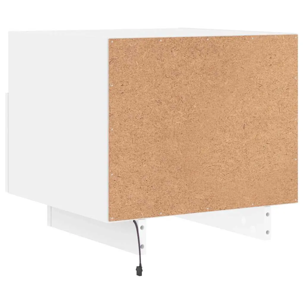 Bedside Table with RGB LED Lights Storage Cabinet White 40x39x37 cm Set of 2