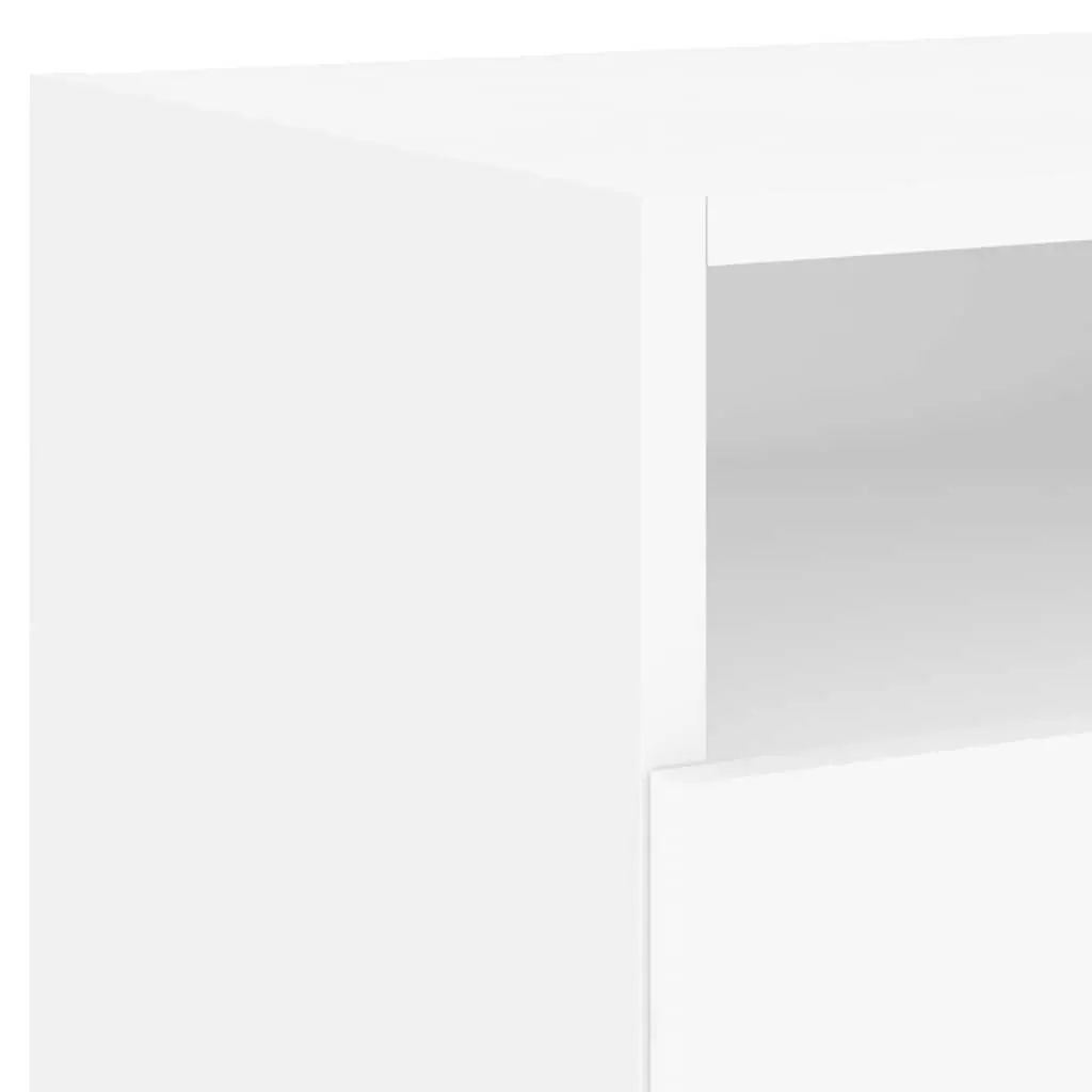 Bedside Table with RGB LED Lights Storage Cabinet White 40x39x37 cm Set of 2