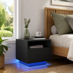 Value-Oriented Bedside Cabinet with RGB LED Features