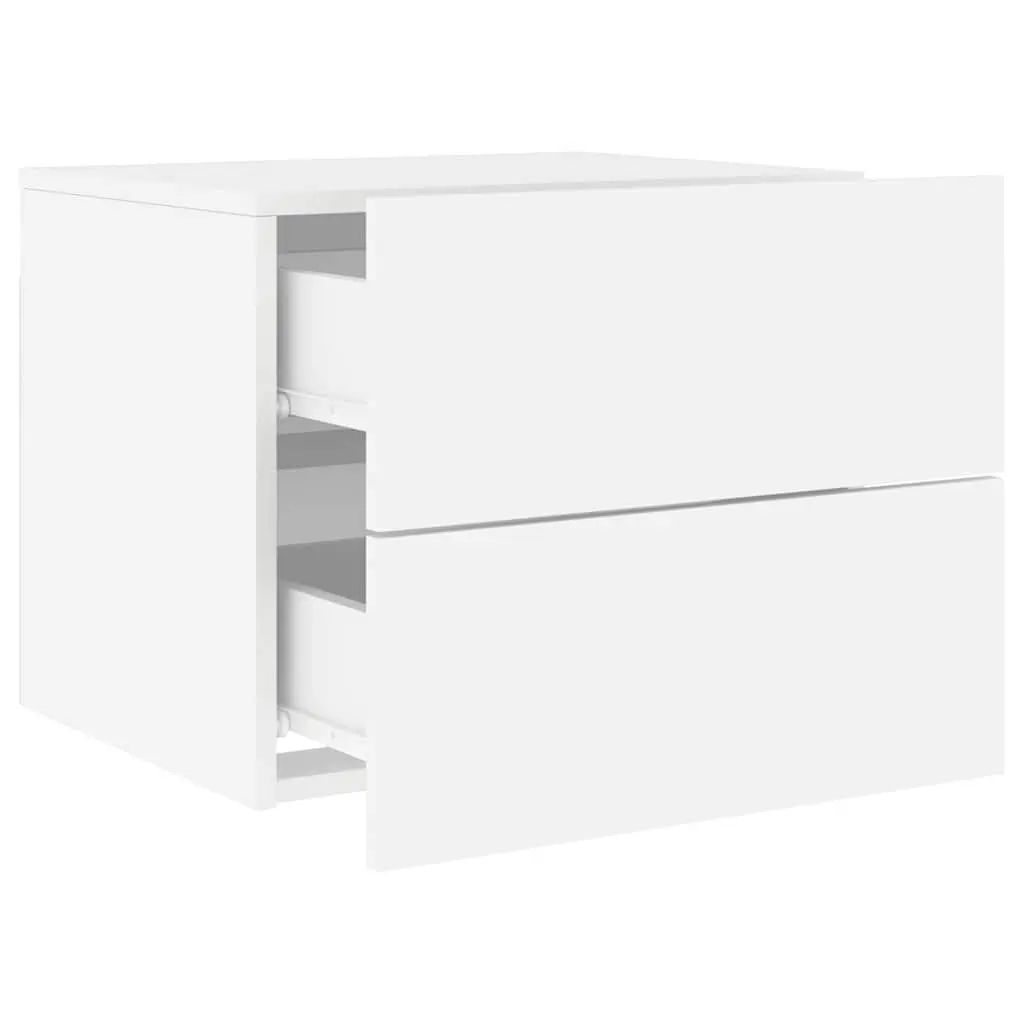 Wall-mounted Bedside Cabinet with RGB LED Lights White Floating Storage