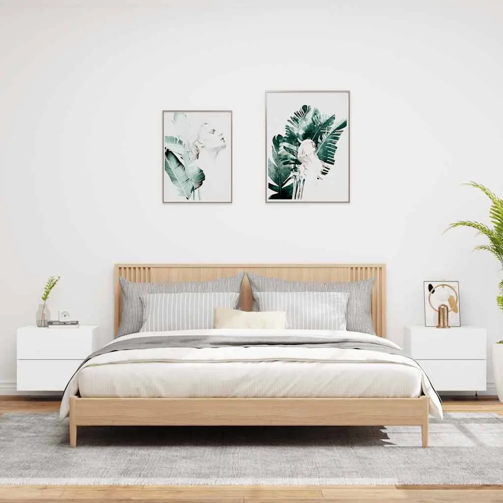 Wall-Mounted Bedside Cabinets with RGB LED Lights