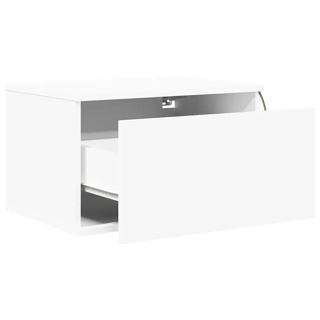 Wall-mounted Bedside Cabinet Storage White RGB LED Lights