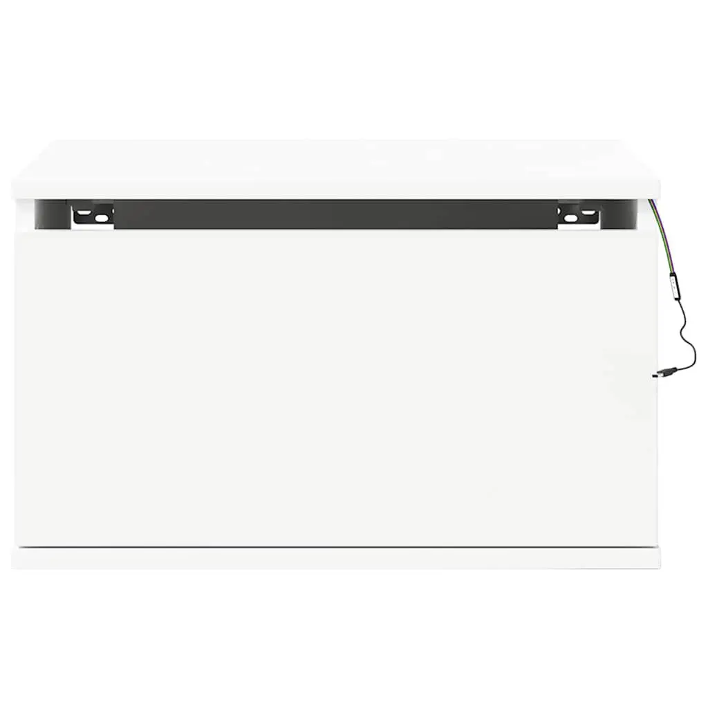 Wall-mounted Bedside Cabinet Storage White RGB LED Lights