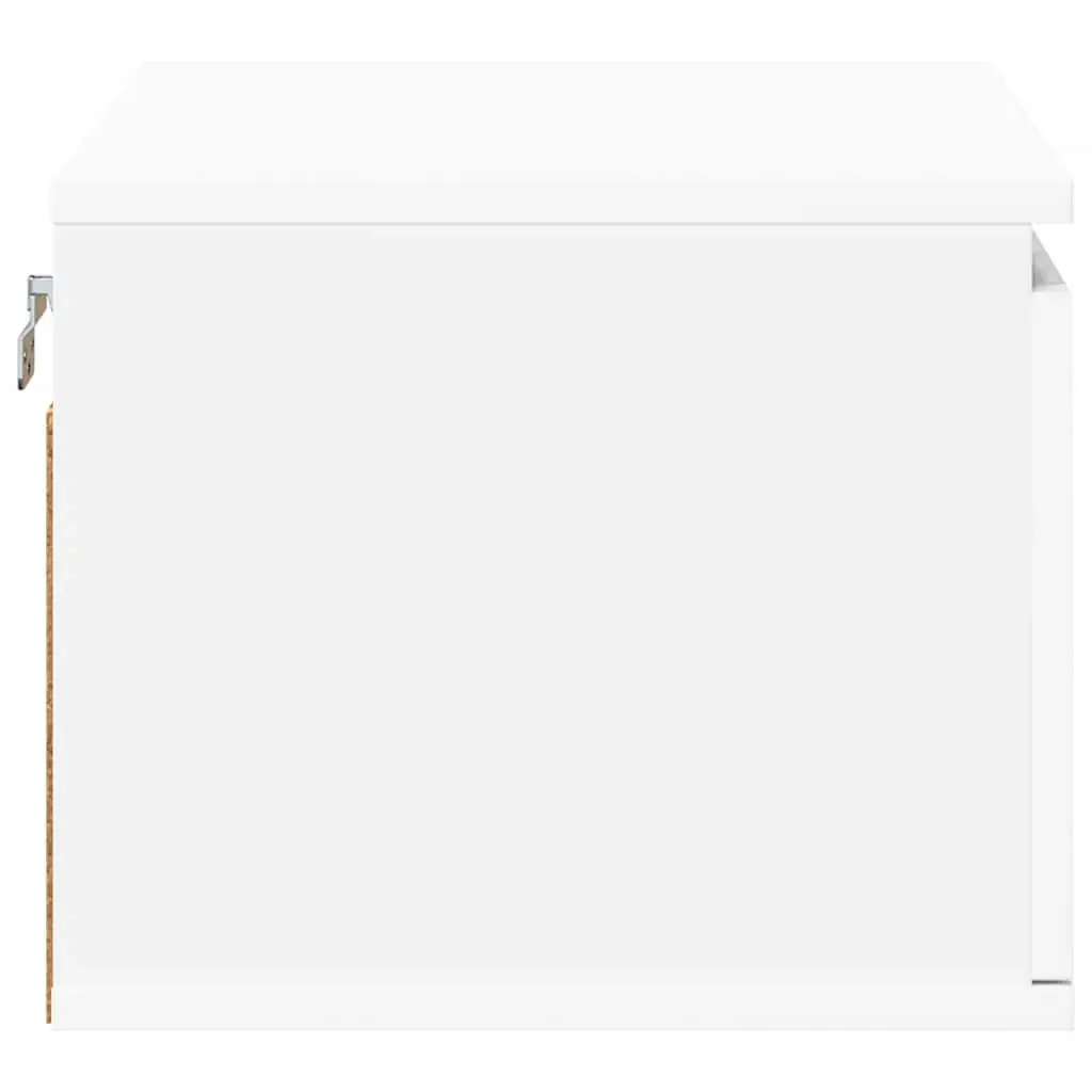 Wall-mounted Bedside Cabinet Storage White RGB LED Lights