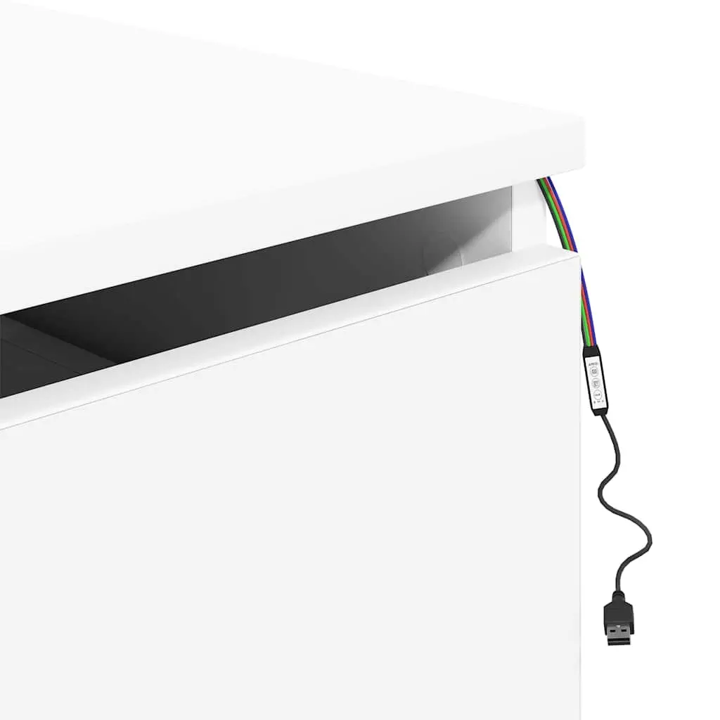 Wall-mounted Bedside Cabinet Storage White RGB LED Lights