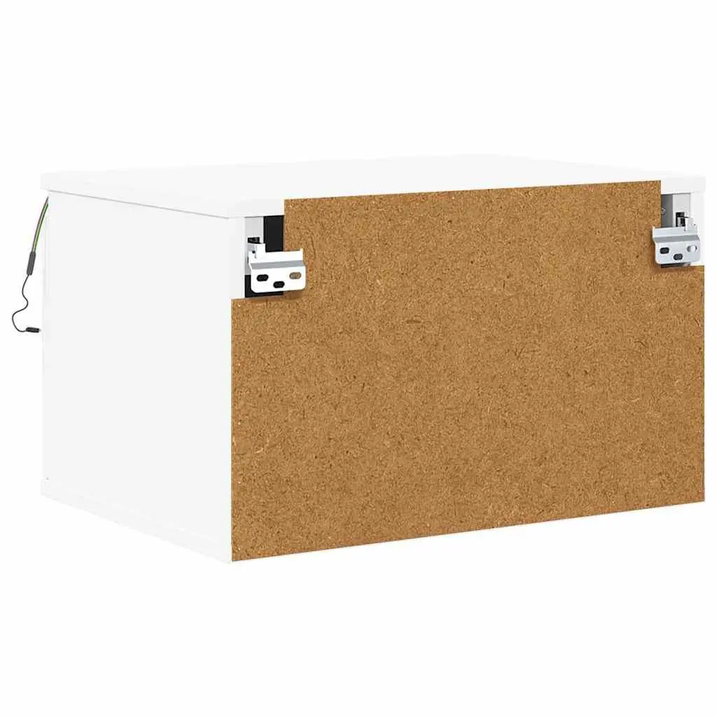 Wall-mounted Bedside Cabinet with RGB LED Lights White Floating Storage Unit