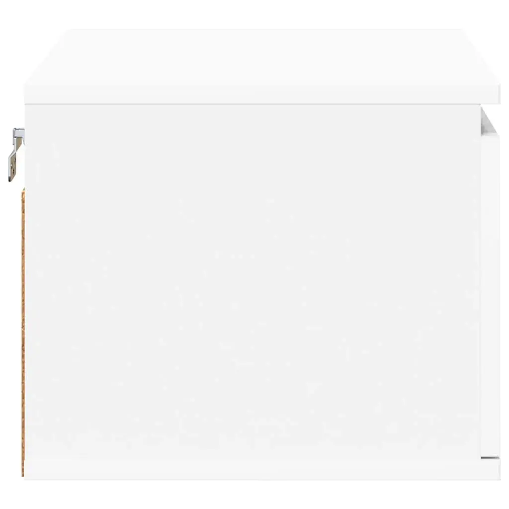 Wall-mounted Bedside Cabinet with RGB LED Lights White Floating Storage Unit