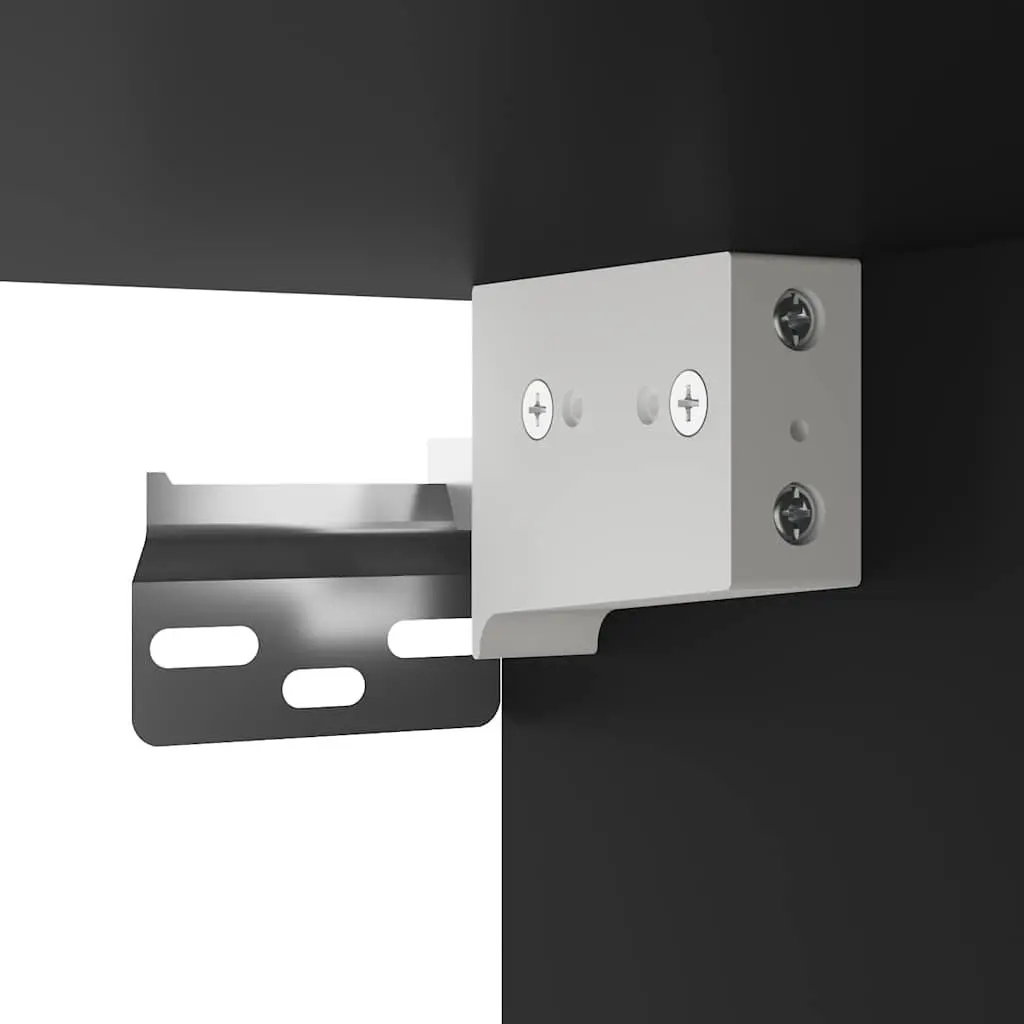 Black Floating Bedside Cabinets Wall-mounted Storage 2 Piece with RGB LED Lights