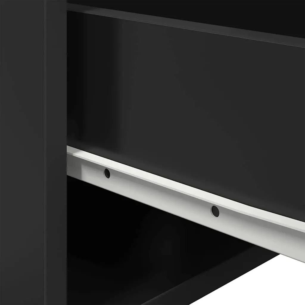 Black Floating Bedside Cabinets Wall-mounted Storage 2 Piece with RGB LED Lights