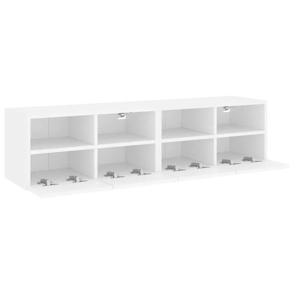 Floating Storage Unit for TV Wall 60x30x30cm White with Door and Shelves
