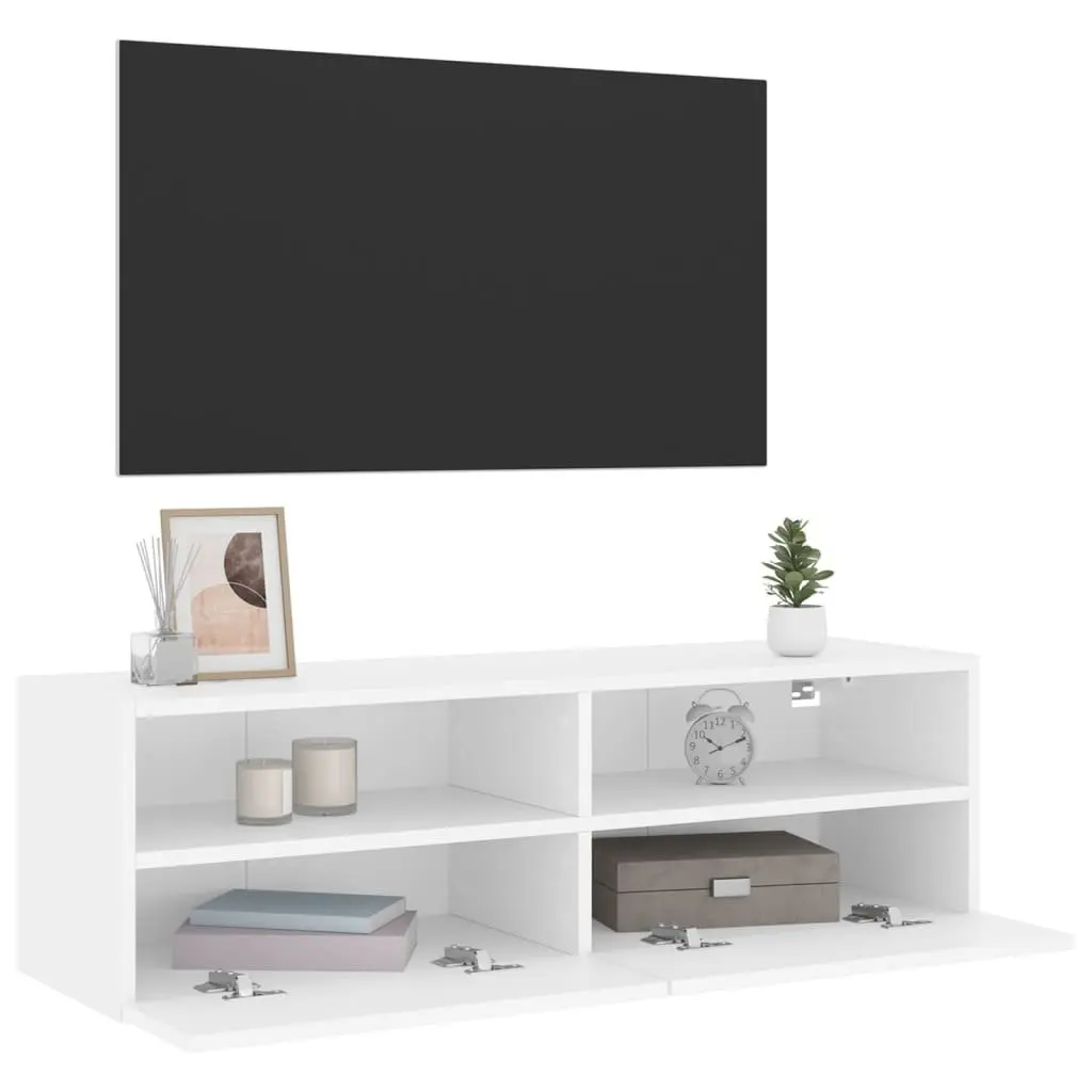 TV Wall Cabinet White Floating Media Unit Storage Shelves 100cm