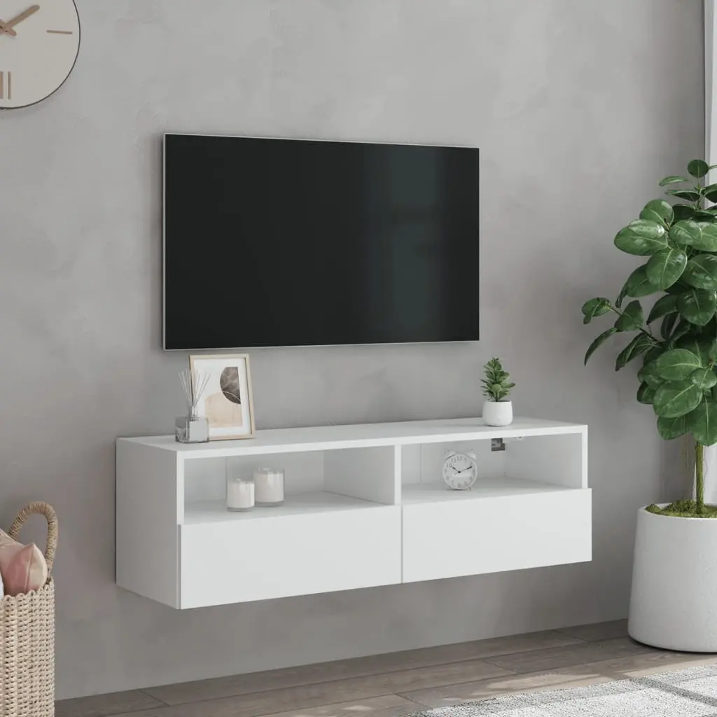 TV Wall Cabinet White Floating Media Unit Storage Shelves 100cm