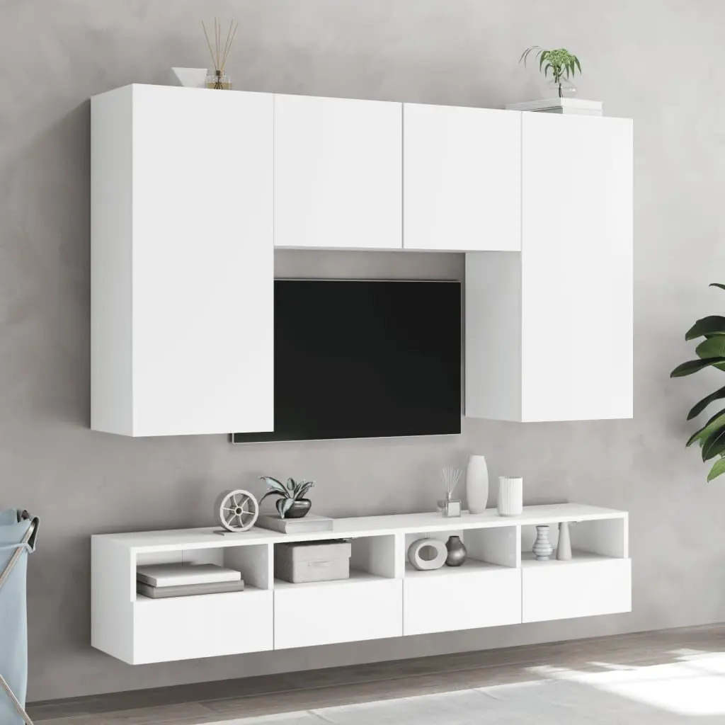 TV Wall Cabinet White Floating Media Unit Storage Shelves 100cm