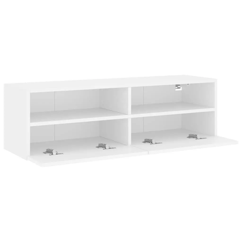 TV Wall Cabinet White Floating Media Unit Storage Shelves 100cm