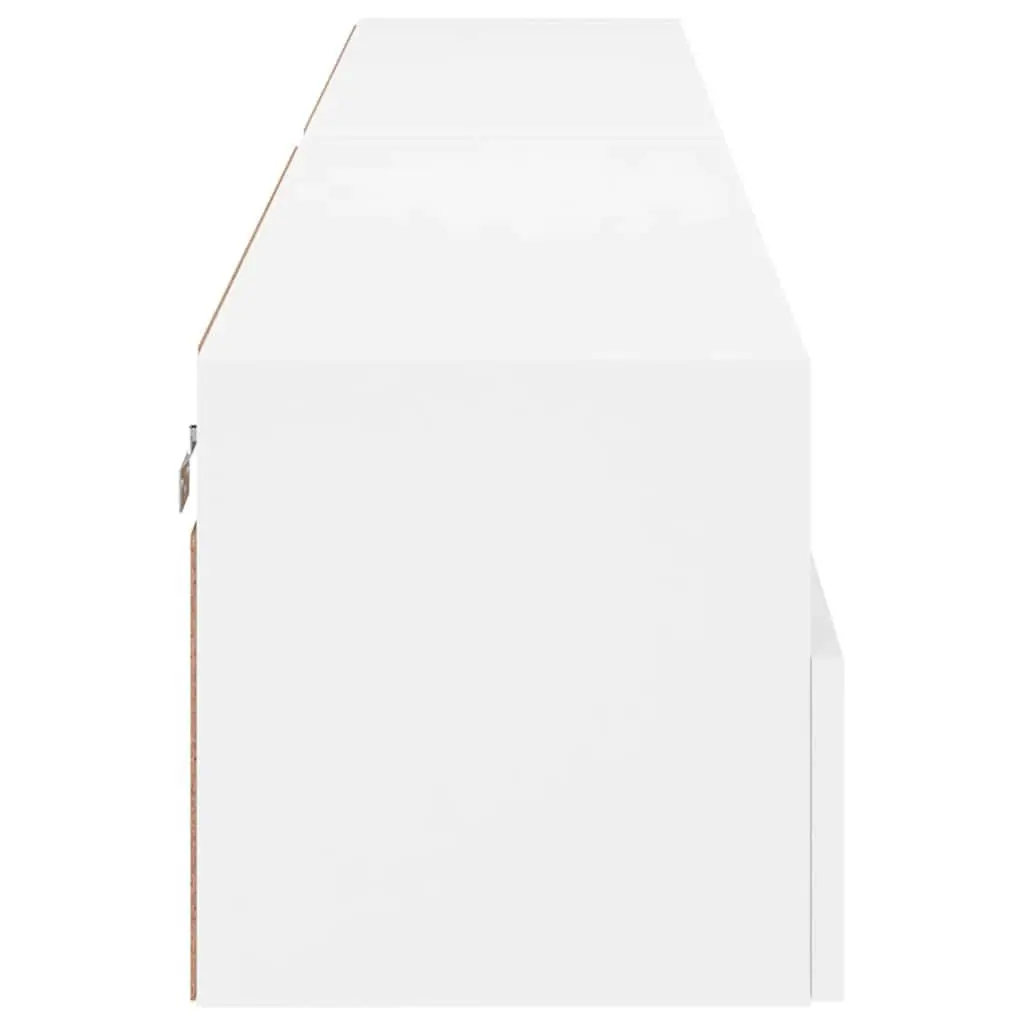 TV Wall Cabinets 2pcs White Floating Media Storage Unit Shelves Compartments