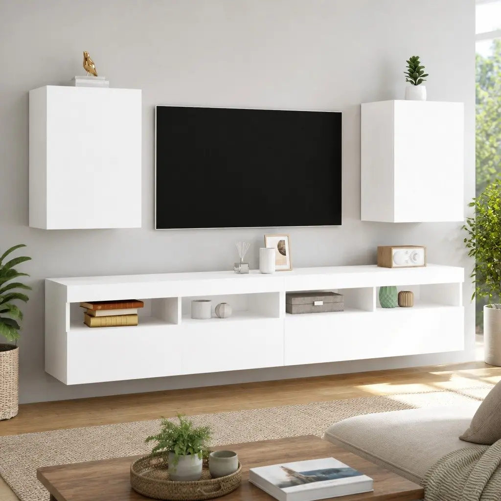 Floating Wall Cabinets in White—2pcs Set