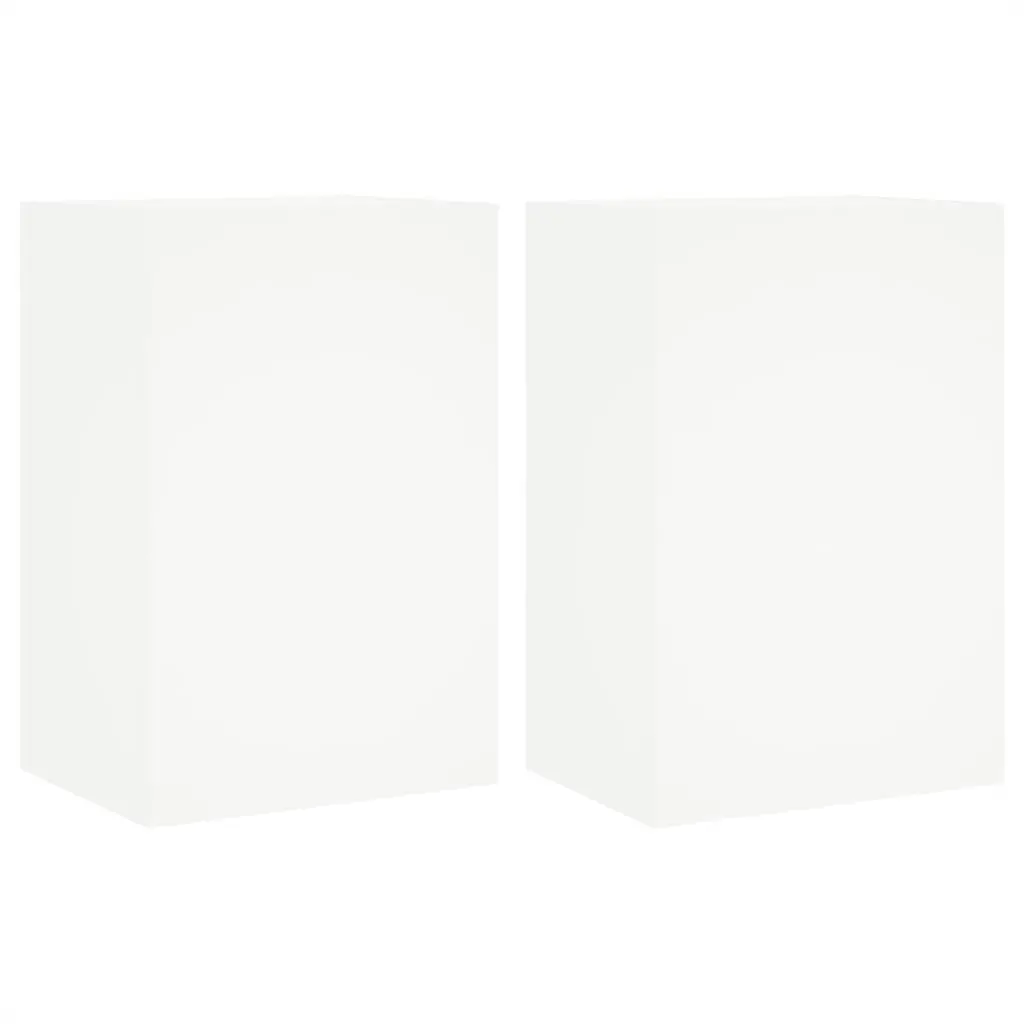 Floating Wall Cabinets in White—2pcs Set