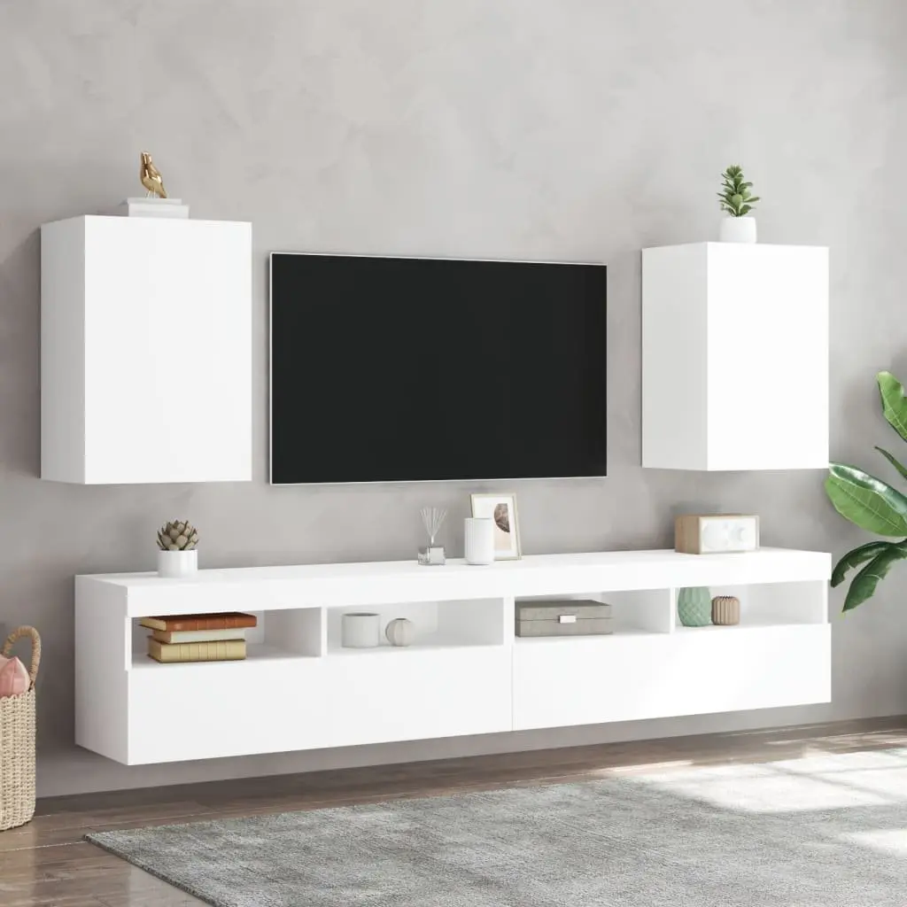 Floating Wall Cabinets in White—2pcs Set
