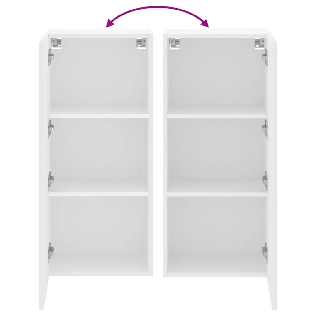 TV Wall Cabinet White Floating Media Unit Wall-Mounted Storage 40.5W x 30D x 90H cm