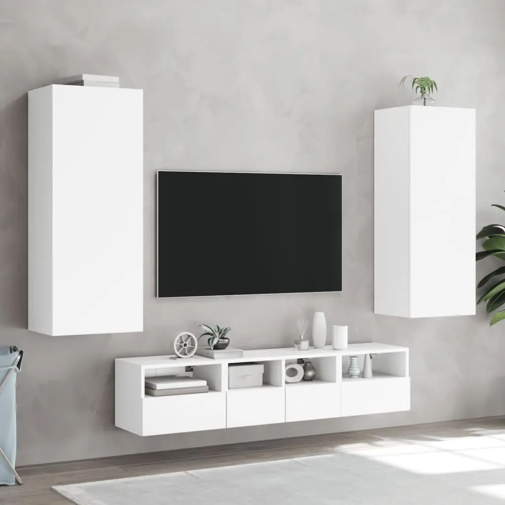TV Wall Cabinet Storage Organizer Wall-Mounted 40.5 x 30 x 102 cm White