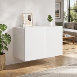 TV Cabinet Wall-mounted White Storage Unit Media Stand Organiser 60x30x41cm