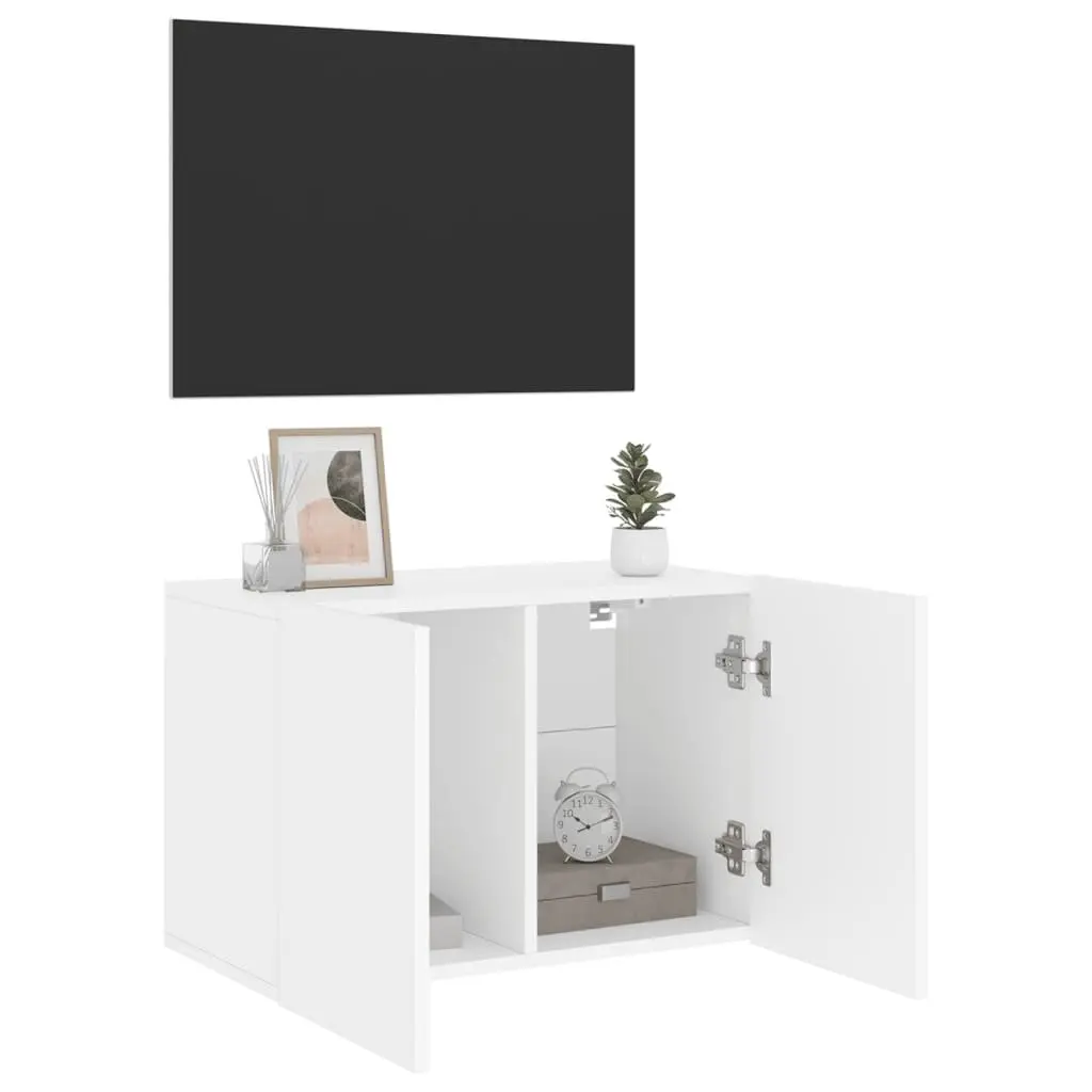 TV Cabinet Wall-mounted White Storage Unit Media Stand Organiser 60x30x41cm