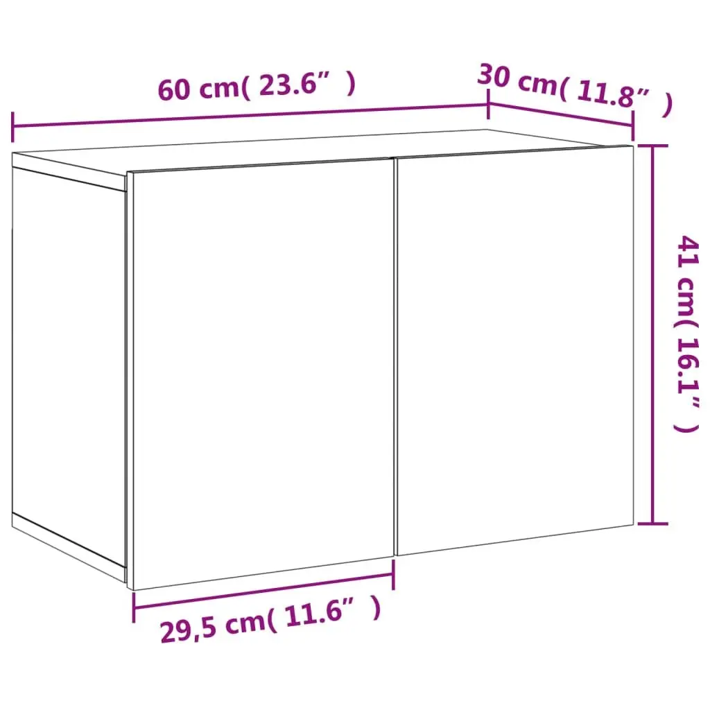TV Cabinet Wall-mounted White Storage Unit Media Stand Organiser 60x30x41cm