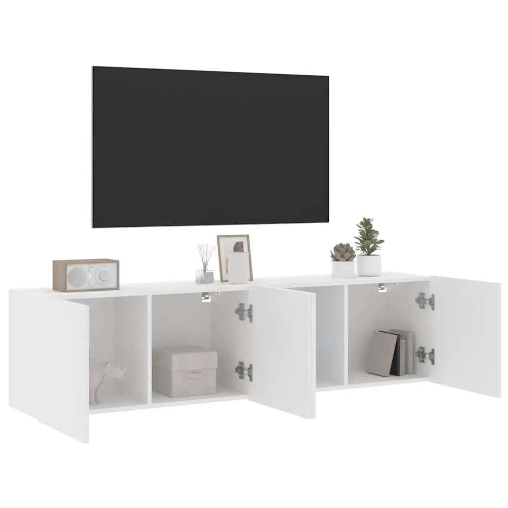 Wall-Mounted TV Cabinets Storage Units 80x30x41cm White 2 Pieces