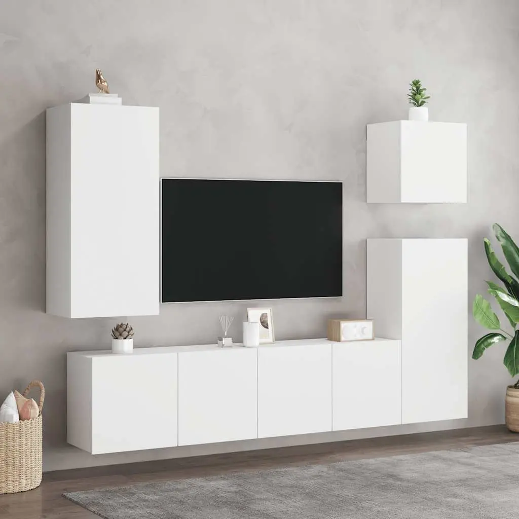 Wall-Mounted TV Cabinets Storage Units 80x30x41cm White 2 Pieces