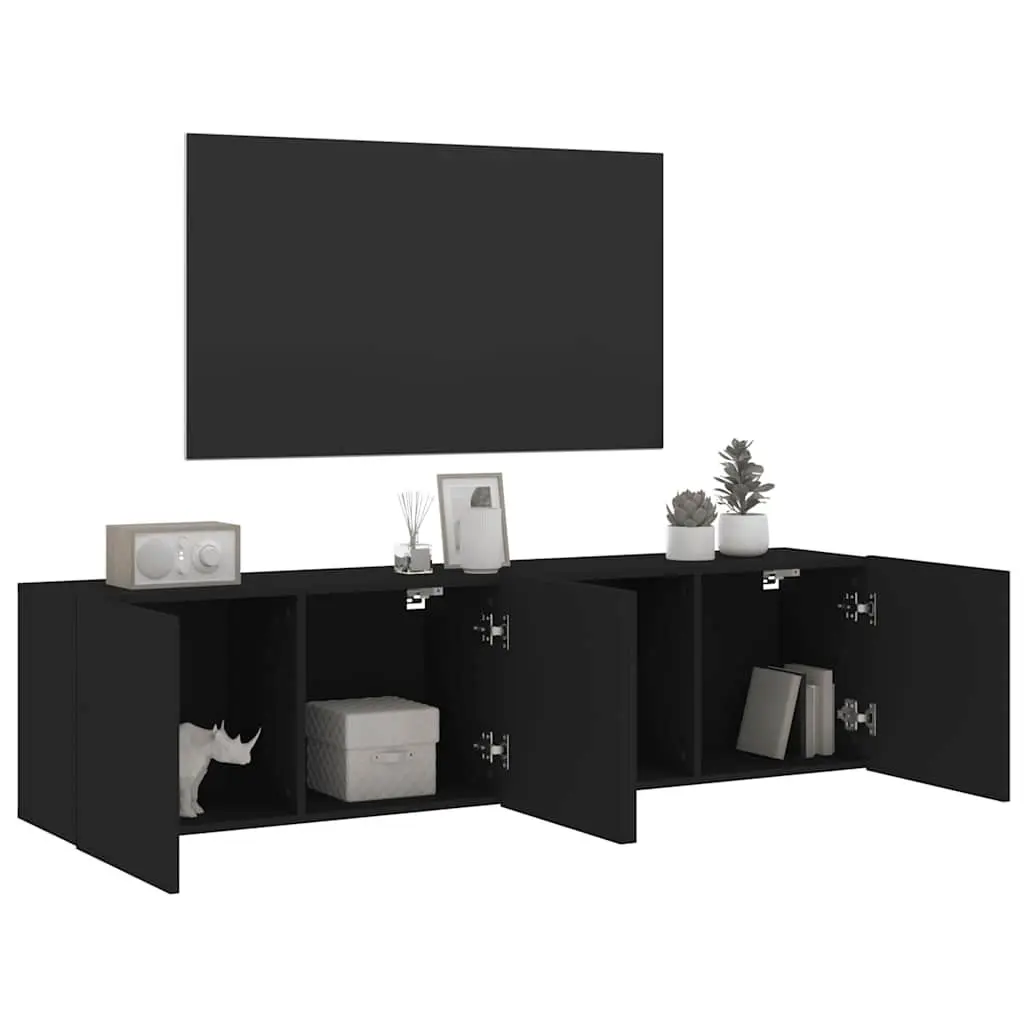 Black Wall-Mounted TV Storage Cabinets