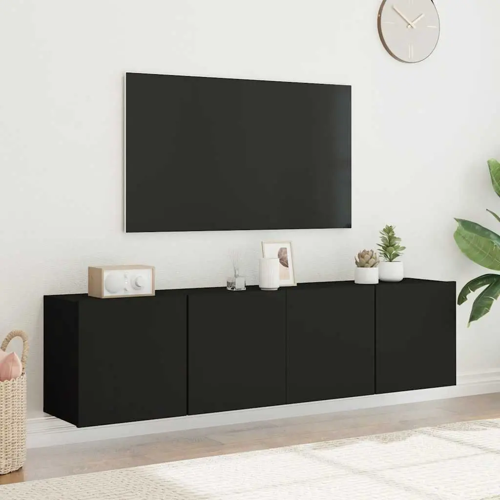 Black Wall-Mounted TV Storage Cabinets