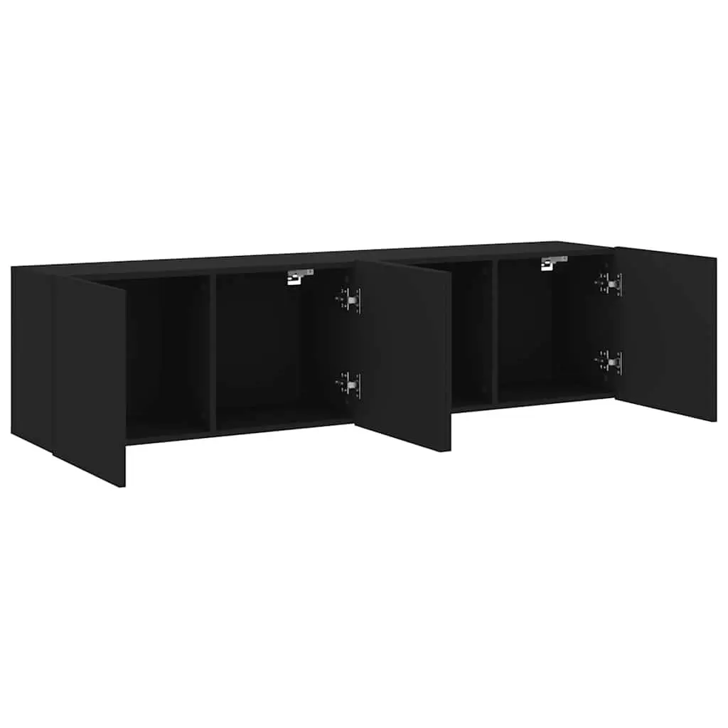 Black Wall-Mounted TV Storage Cabinets
