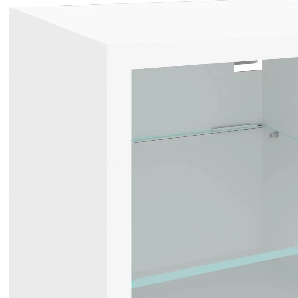 TV Wall Cabinet with RGB LED Lights White Floating Storage Unit Shelf