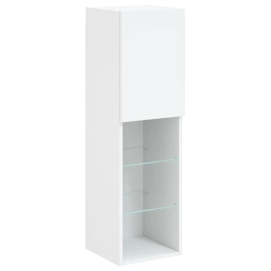 TV Cabinet RGB LED Lights Wall-Mounted Media Unit Storage White 30.5 x 30 x 102 cm